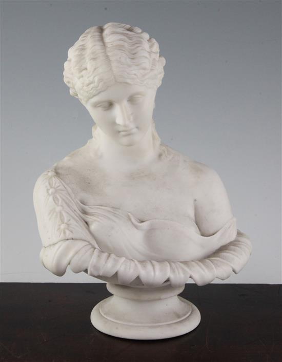 A Victorian parian bust of Clytie, late 19th century, 26.5in.